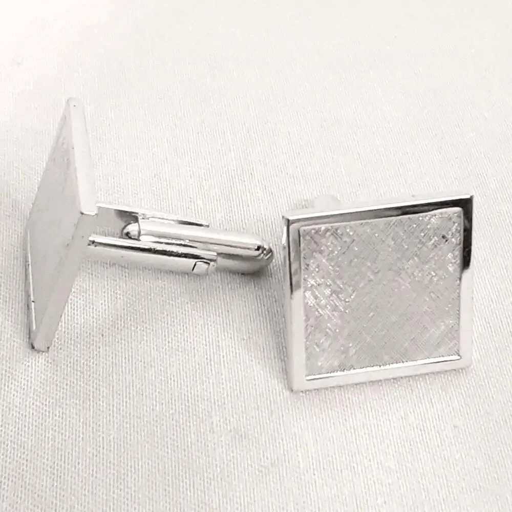 💎Dante Cuff Links Brushed Silver Tone Squares